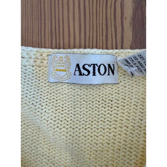 Vintage Butter Yellow Knit Cardigan Button Up Cotton Small - Picture 2 of 6